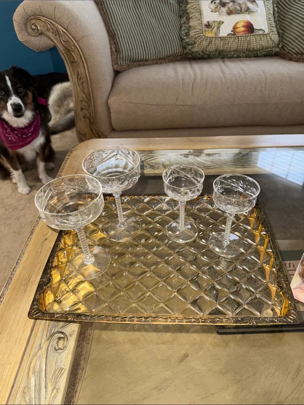 Vintage Hollywood Regency MCM Lucite Vanity  Tray with  Ornate Faux Metal Trim